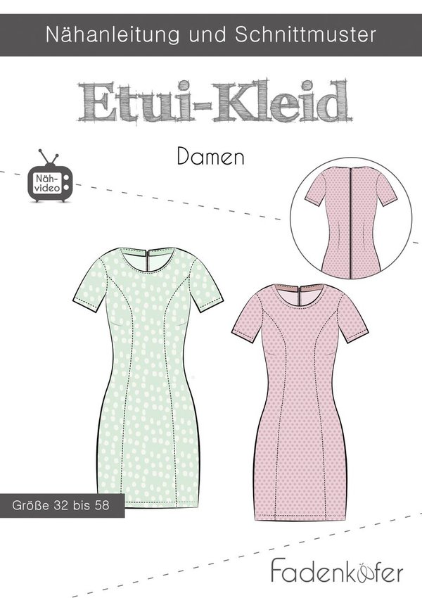 Papierschnittmuster Etui-Kleid Damen Fadenkäfer